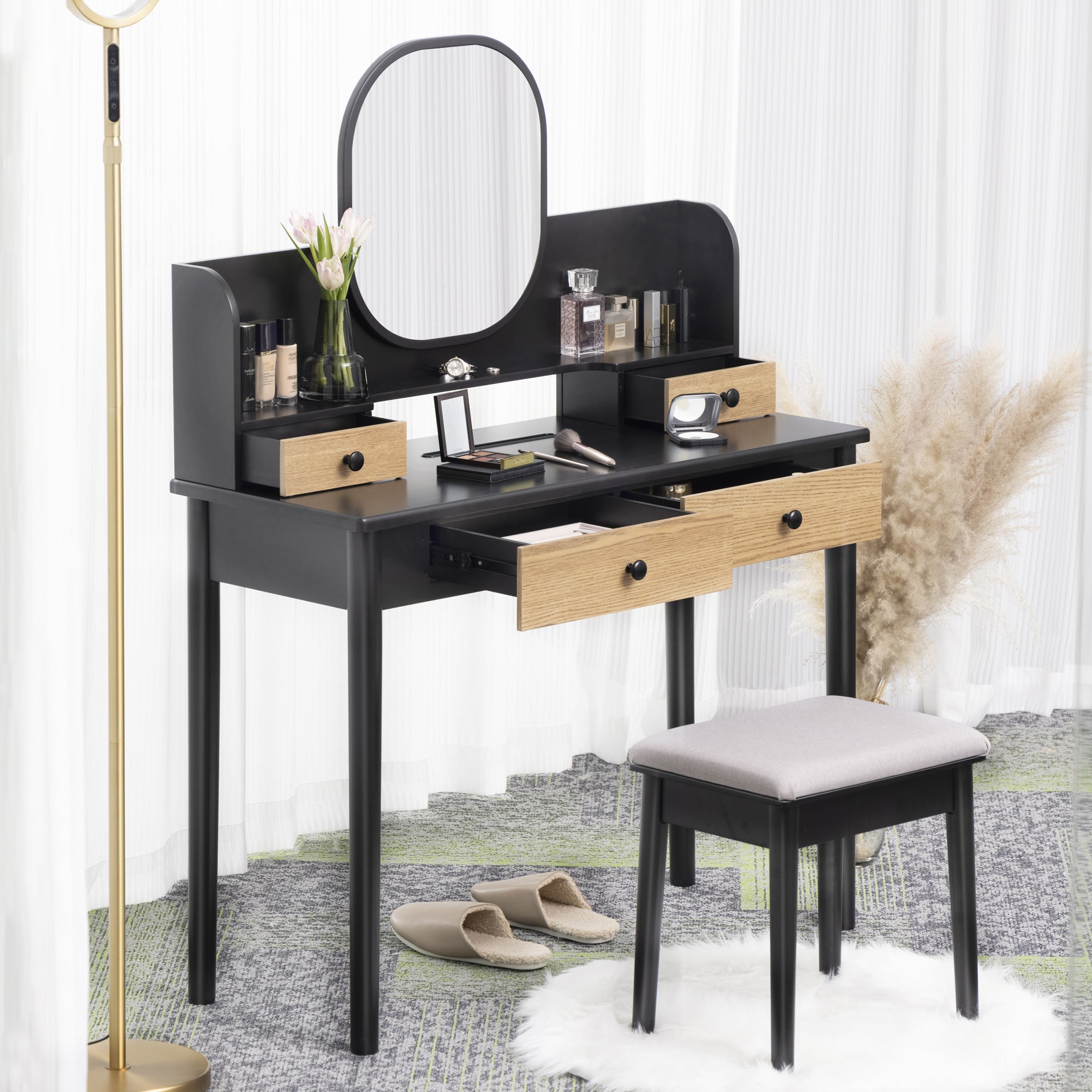 Makeup Vanity: White Dressing Table with LED Lights – GKW Retail
