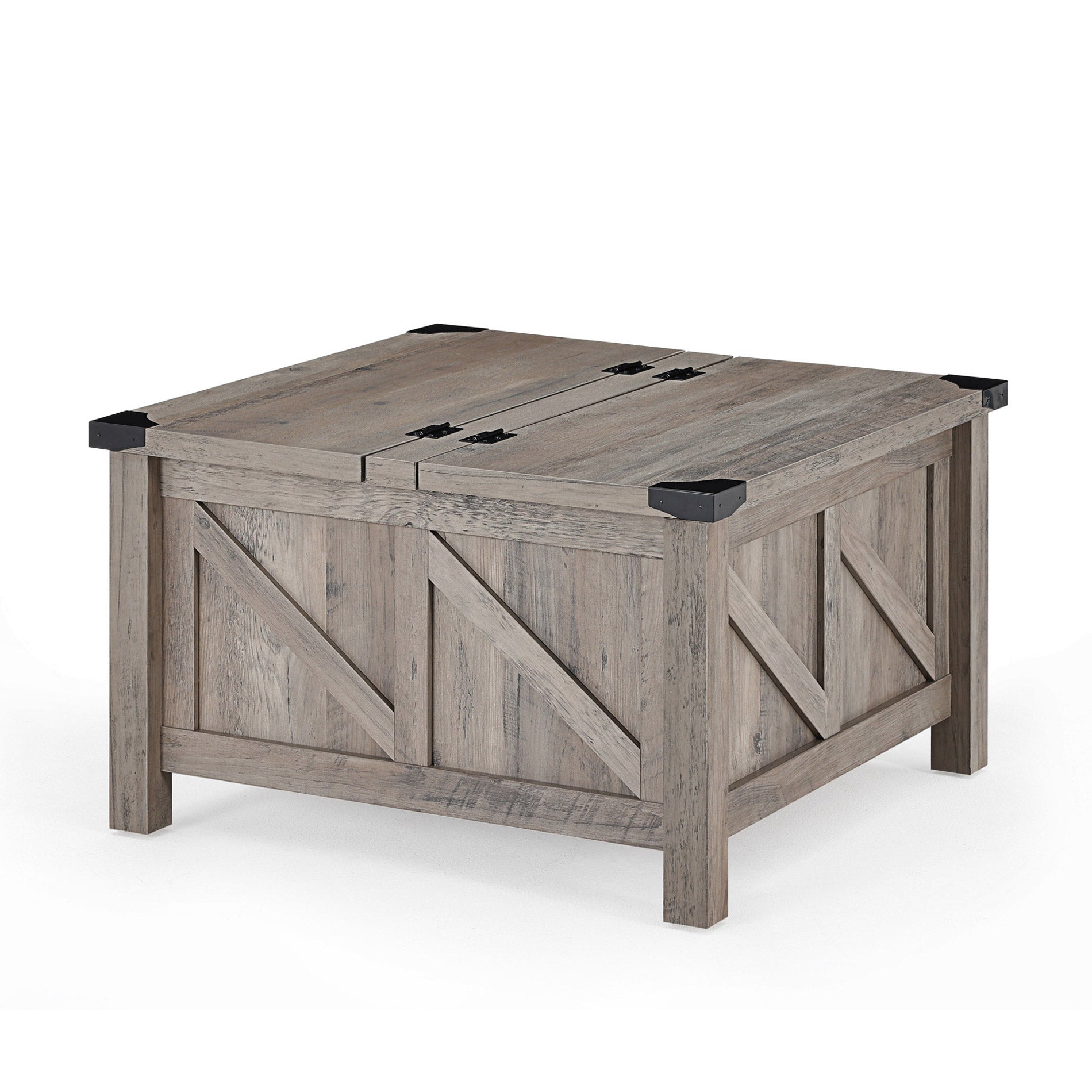 WAMPAT 30"x 30" Square Coffee Table, Rustic Grey Farmhouse Center Table with Lift Top & Storage for Living Room