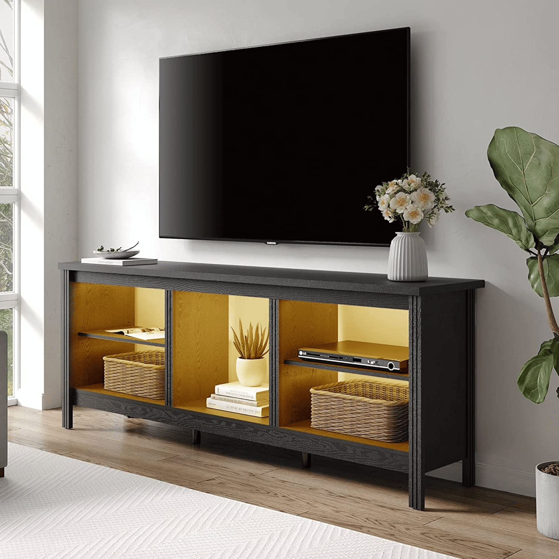 80 inch hot sale tv stand black