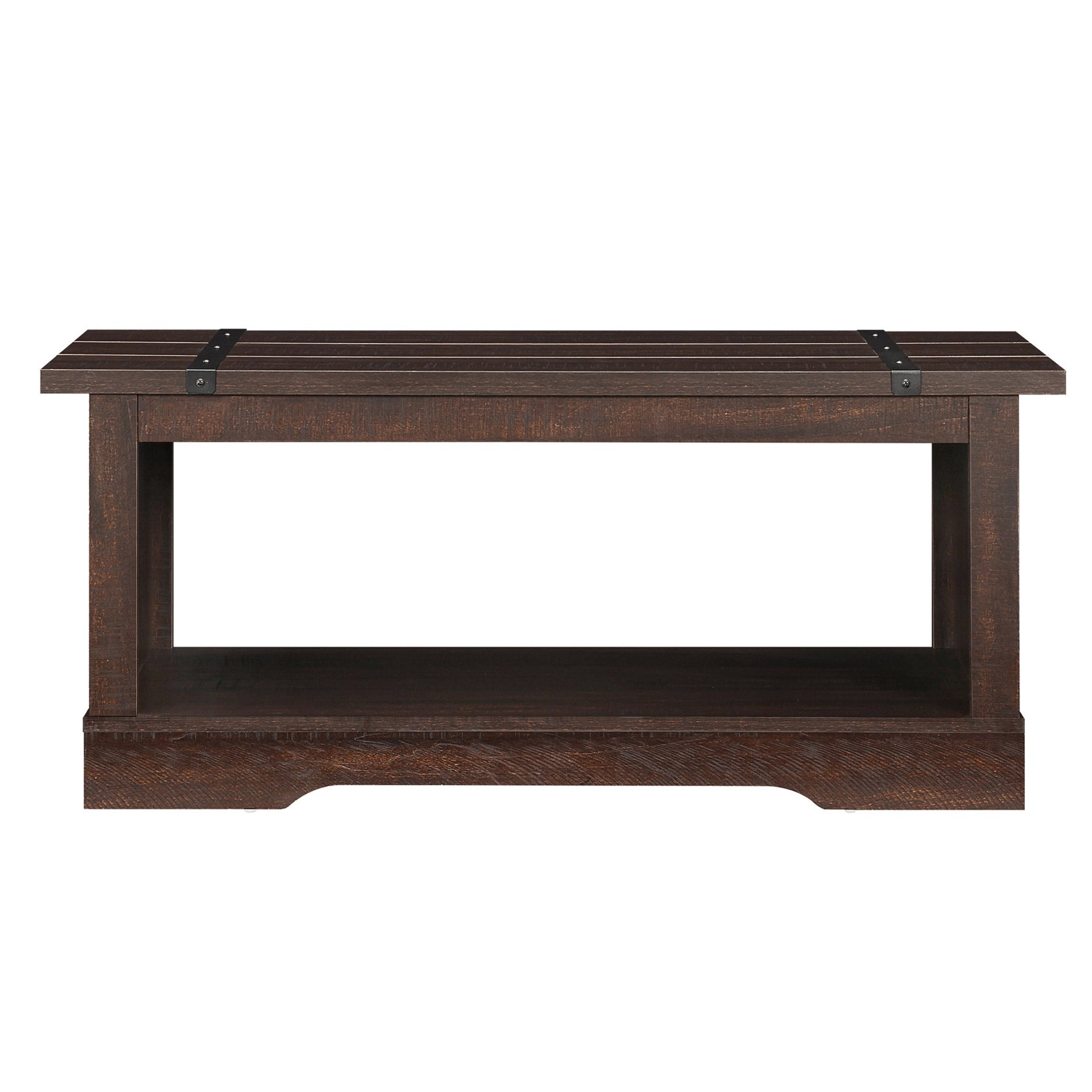 WAMPAT 42" Modern Farmhouse Coffee Table with Open Storage for Living Room, Rustic Brown
