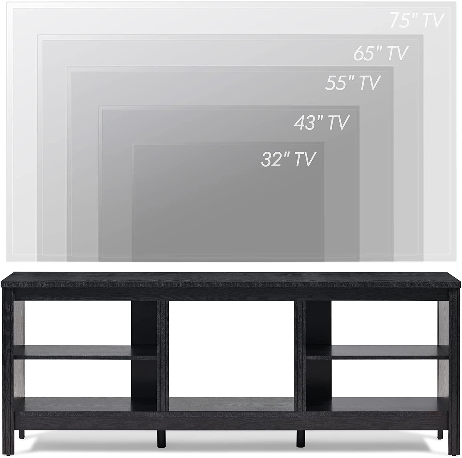 WAMPAT 70" LED TV Stand for TVs up to 80 Inches, Black Entertainment Center for 75 Inch TV