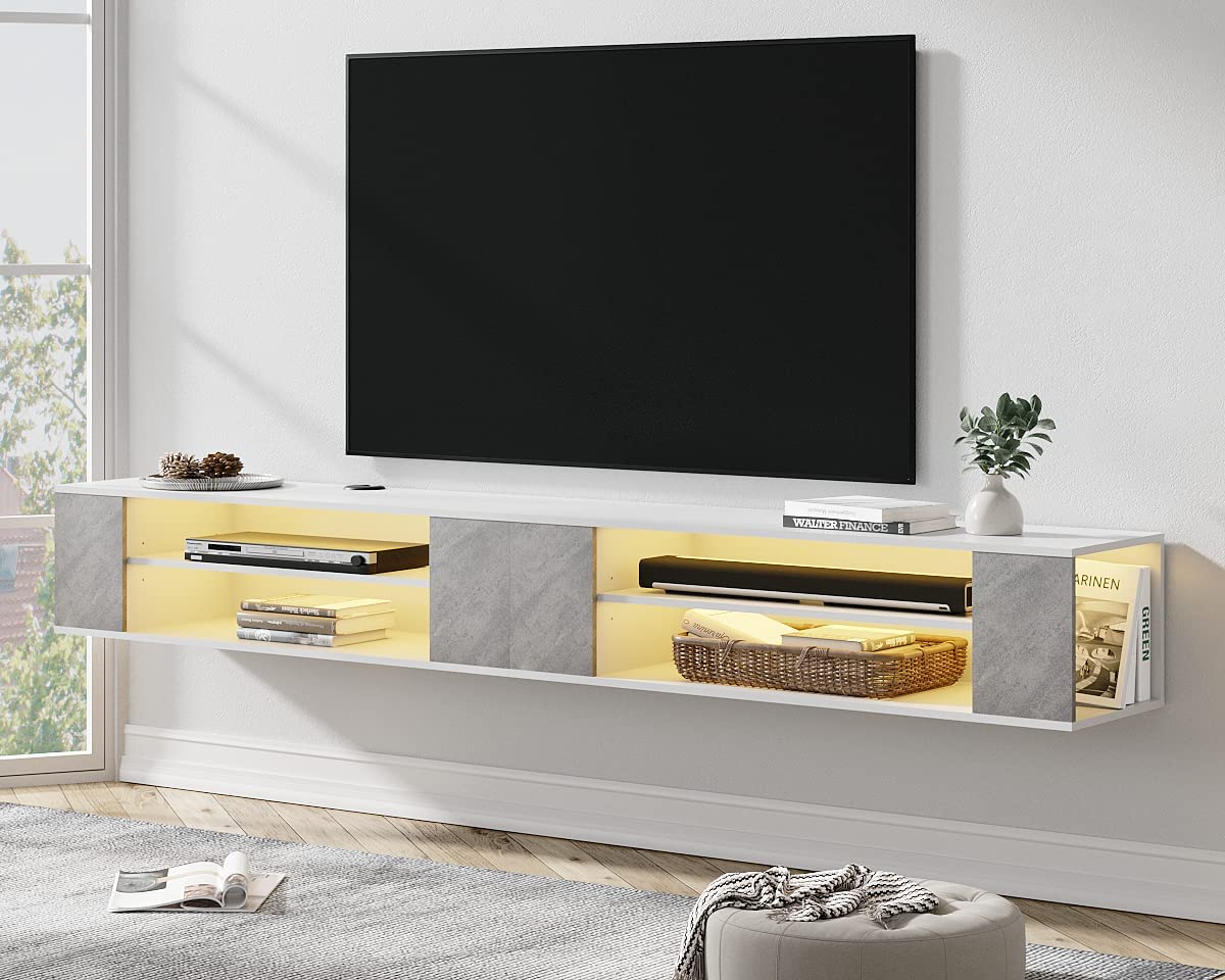 Floating shelf deals below tv