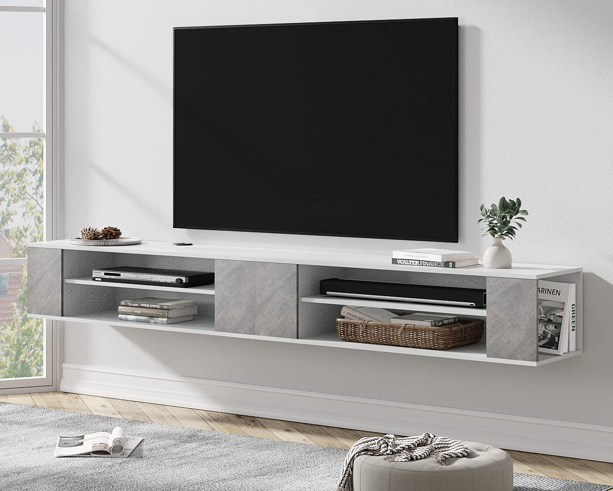 Floating entertainment center 85 inch deals tv