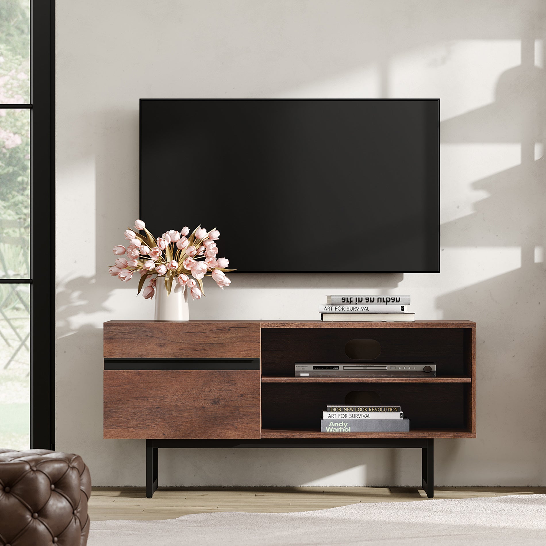 Modern TV 1 Stand 100 in WAMPAT inch Entertainment to for up 2 Center