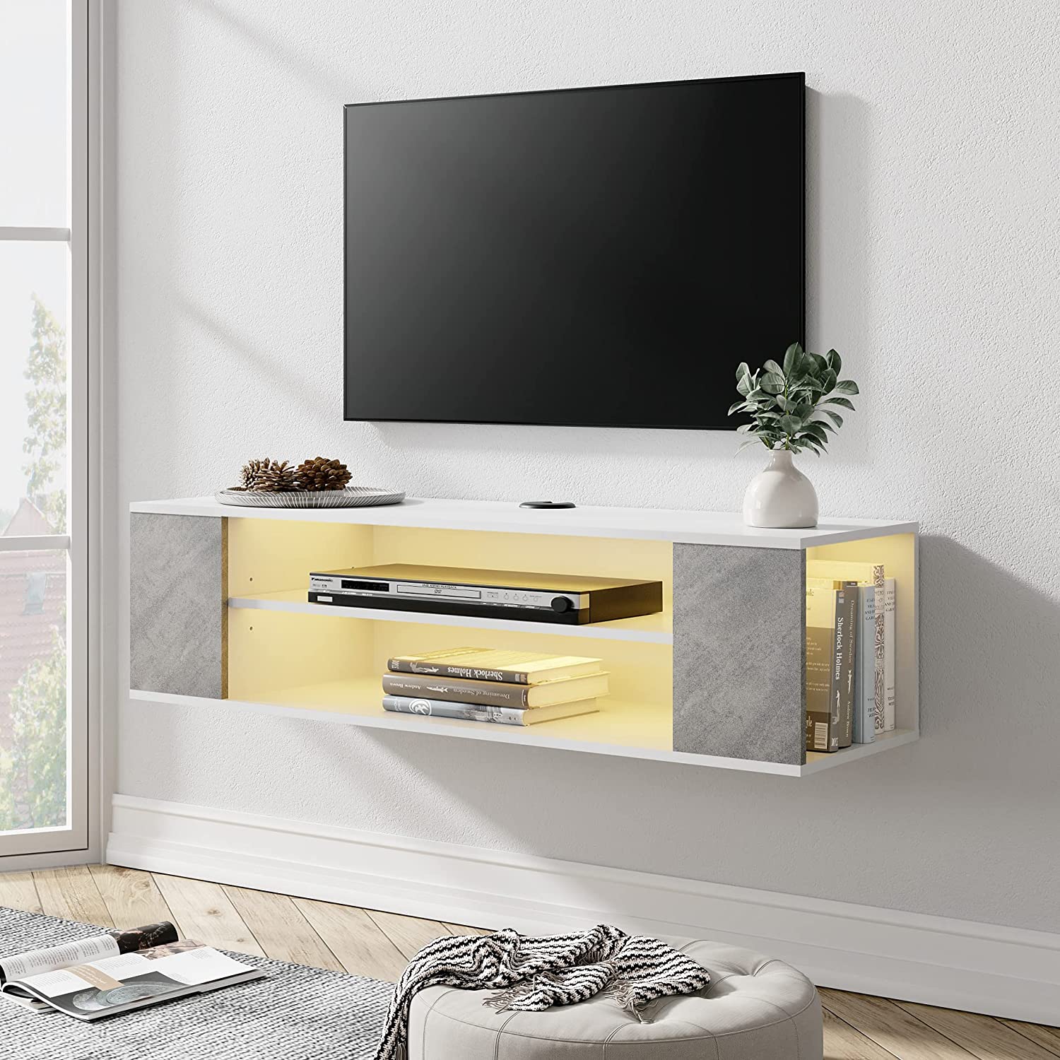 Floating shelf for store 75 inch tv