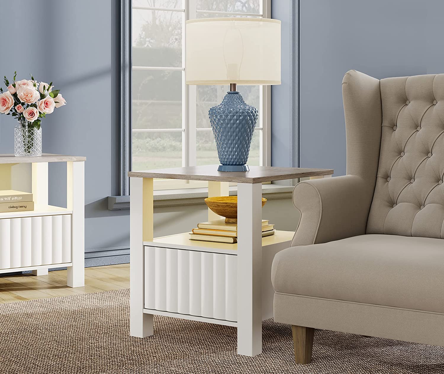 Living room deals end tables white