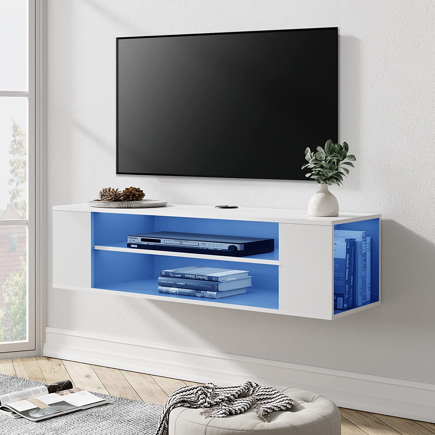 White tv floating deals shelf