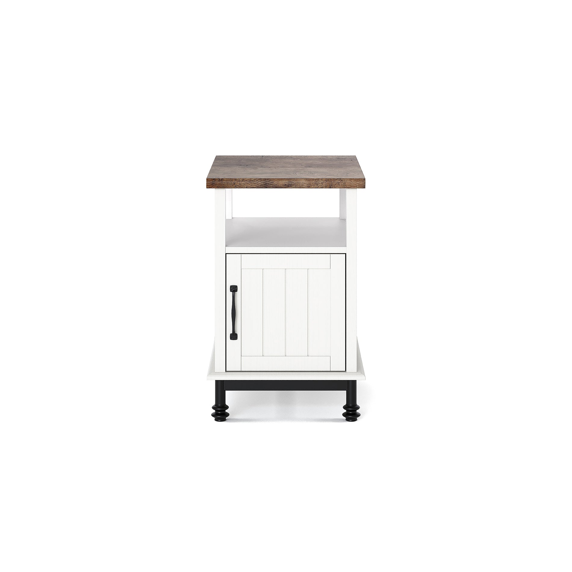 WAMPAT 24" Farmhouse Nightstand, Premium Wood Accent End Side Table, White
