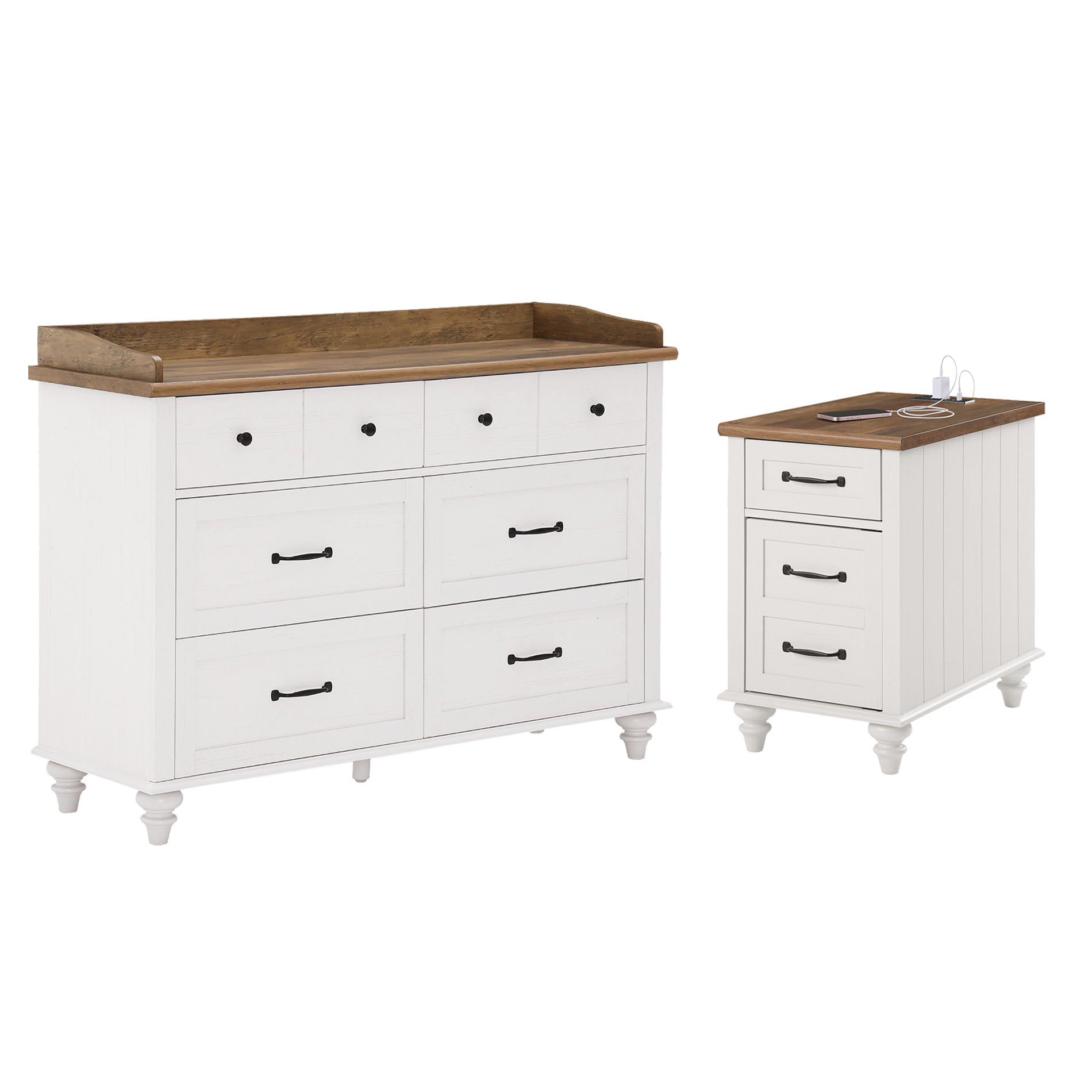 WAMPAT 47" Baby Dresser for Nursery with 6 Drawers, Changing Table for Baby, White